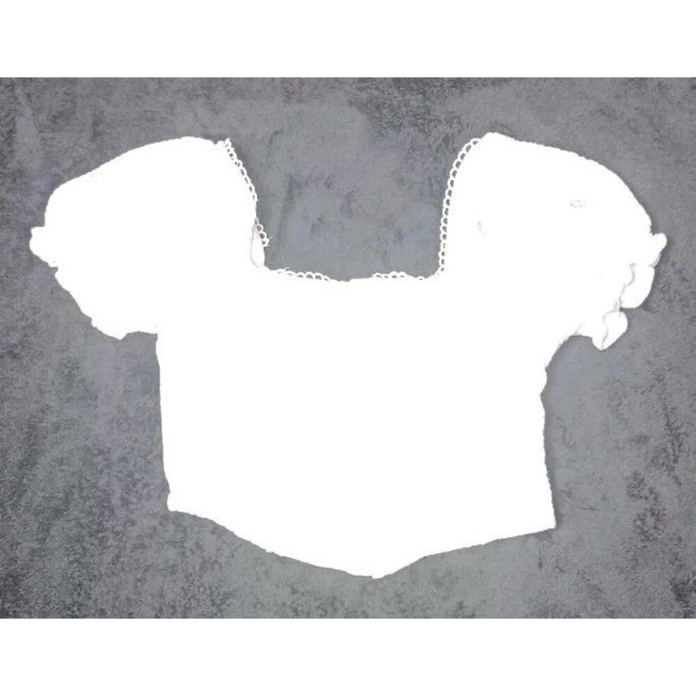 Passport Milkmaid Babydoll Crinkle Gauze Puff Sleeve Cropped Blouse S White Y2K